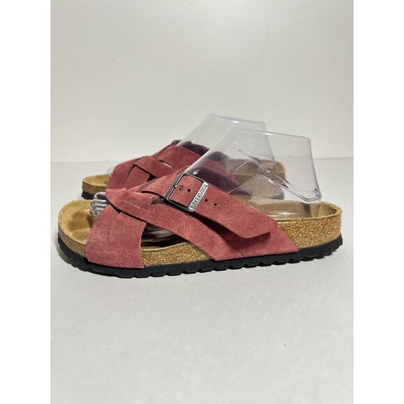 Birkenstock Maroon Suede Lugano Braided Slip On Adjust Sandal 40 Reg-Nar 9-9.5 - Picture 3 of 8